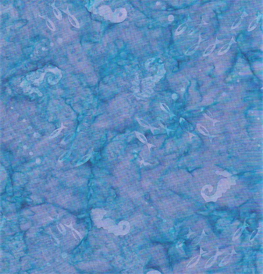 Fish and Seahorses on Blue B/G-#5414-Batik Textiles-Fat Quarter