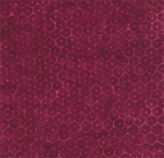 Burgundy Tonal Hexagons and Dots-#5560-Batik Textiles-Fat Quarter
