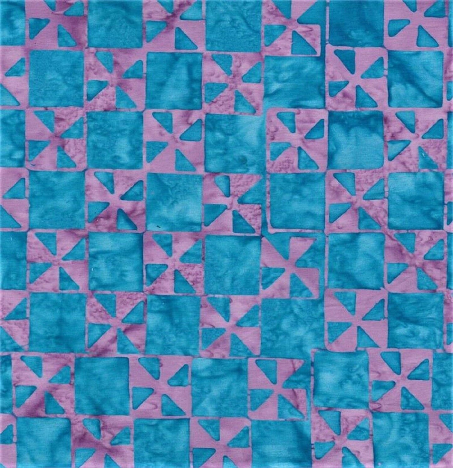Blue Squares on Lavender B/G-#4941-Batik Textiles-Fat Quarter