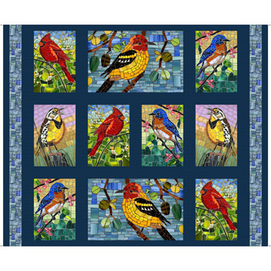 Glass Menagerie "Navy" Panel by Quilting Treasures