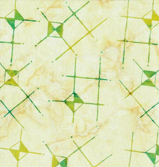 Green Novelty Print on Cream B/G-#5530-Batik Textiles-Fat Quarter