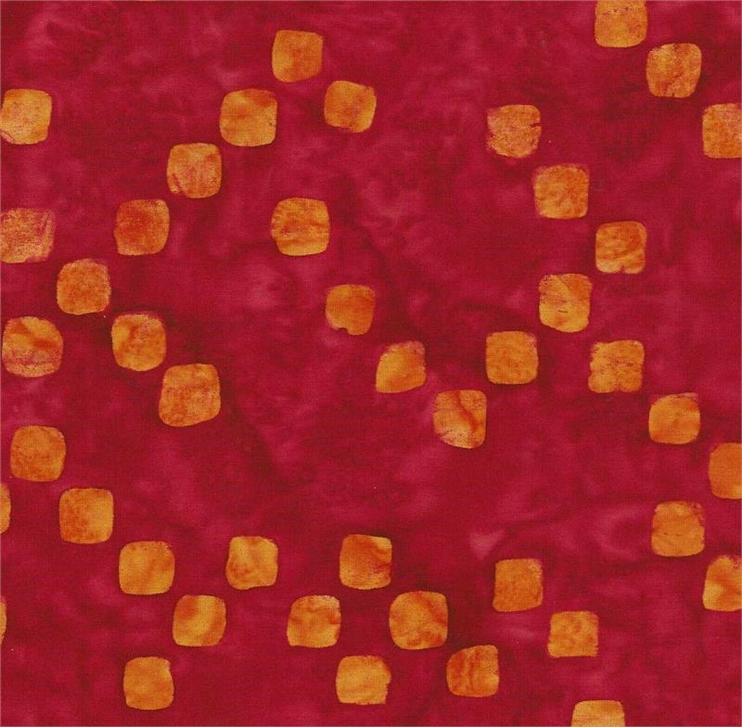 Orange Squares on Crimson B/G-#5543-Batik Textiles-Fat Quarter