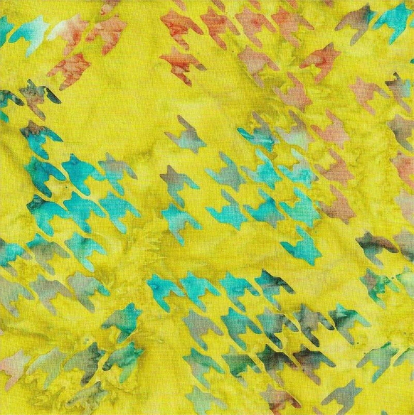 Aqua Novelty Print on Yellow B/G-#5522-Batik Textiles-Fat Quarter