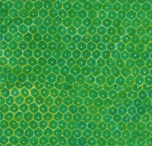 Green Tonal Hexagons and Dots-#5553-Batik Textiles-Fat Quarter
