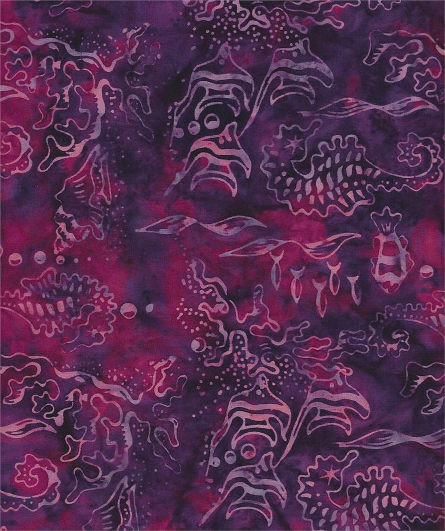 Fish Outlined on Burgundy B/G-#5404-Batik Textiles-Fat Quarter