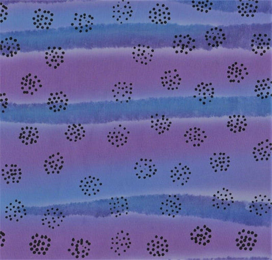 Blue & Lavender Lines w/Black Dots-#4951-Batik Textiles-Fat Quarter